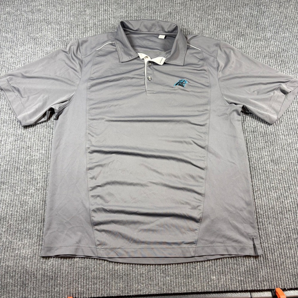 Carolina Panthers NFL Mens XXL Gray Short Sleeve Performance Polo Shirt